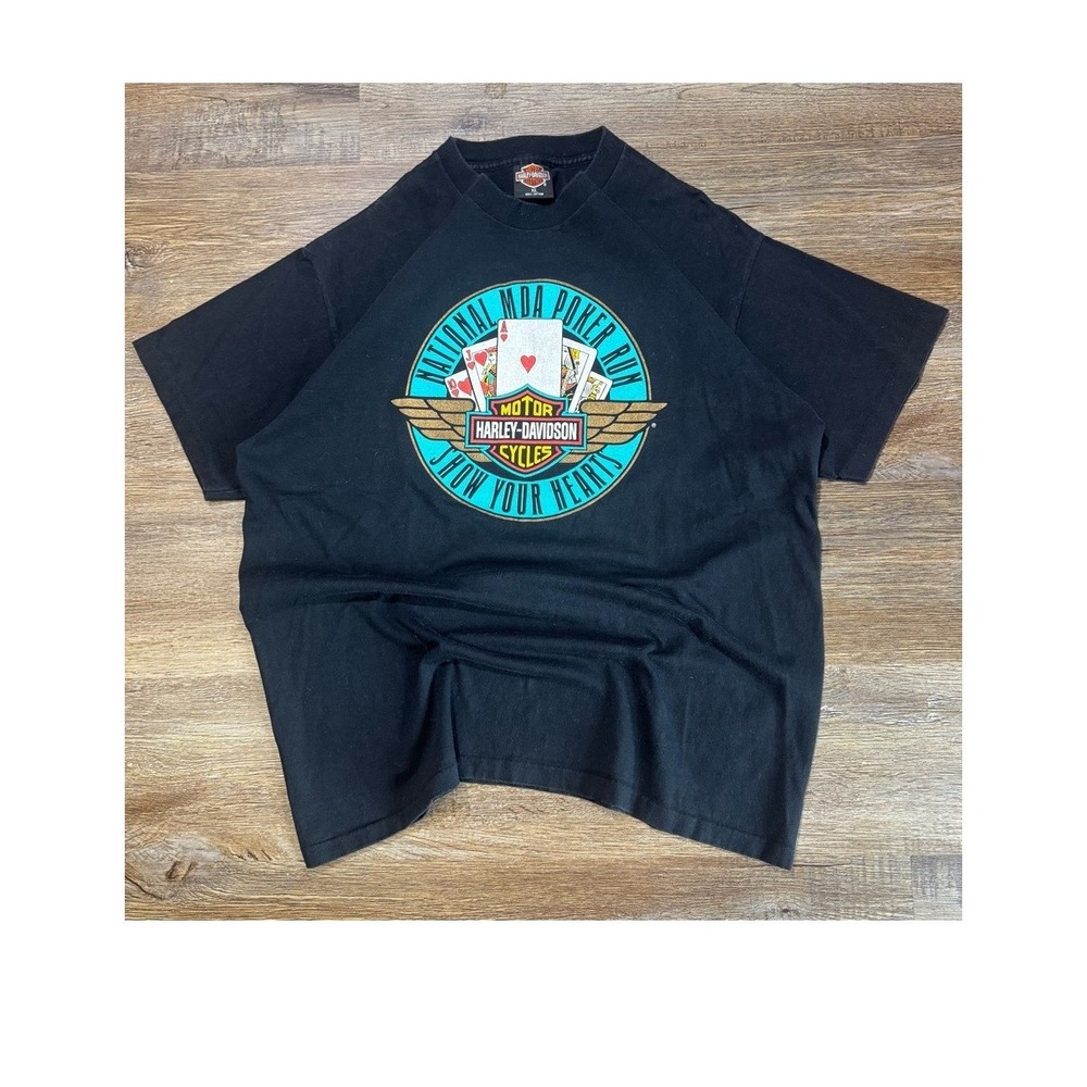 Vintage Harley Davidson Poker Run T Shirt XL Single Stitch Palm Beach Florida